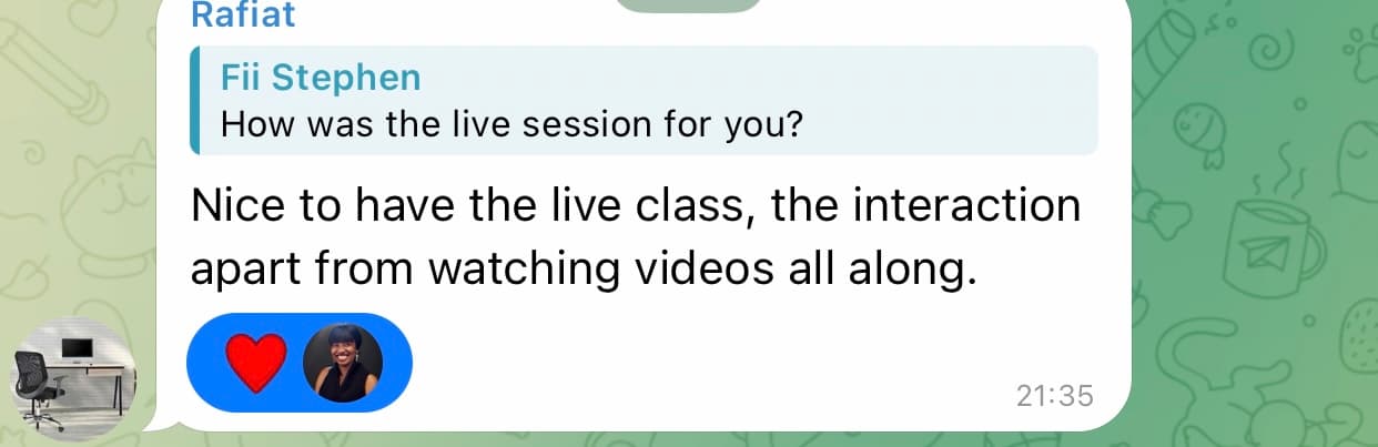 Nice live class and interaction