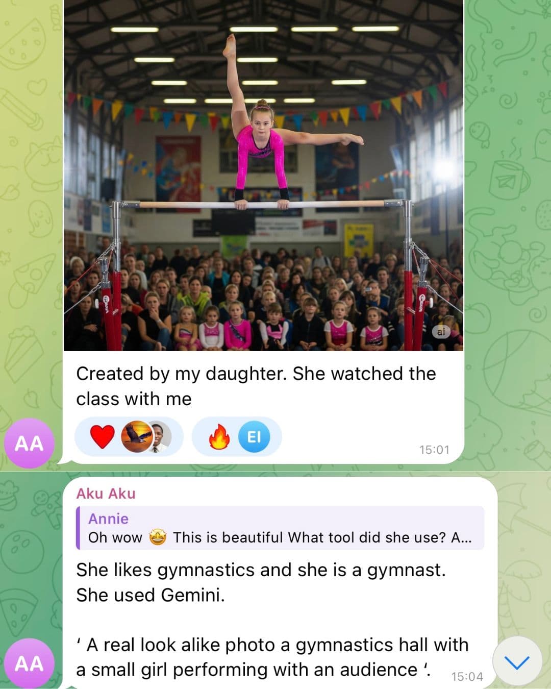 Aku's daughter generating AI images