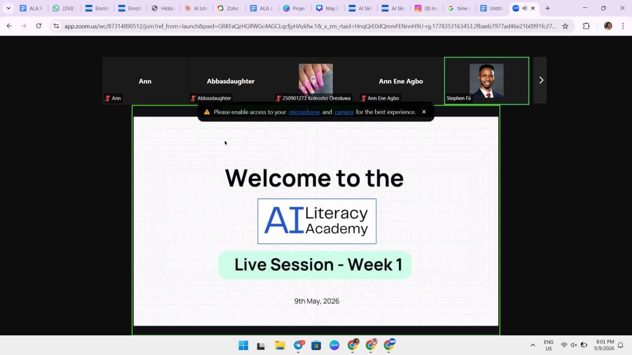 AI Literacy Academy live cohort session on Zoom